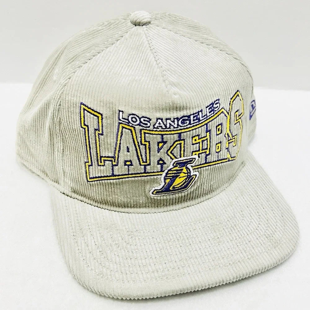New Era Los Angeles Lakers Corduroy The Golfer Snapback Hat Cap Adjustable‎ Gray